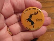 HBO - Game of Thrones Button - BARATHEON - Deer Crest - OURS IS THE FURY - 2019