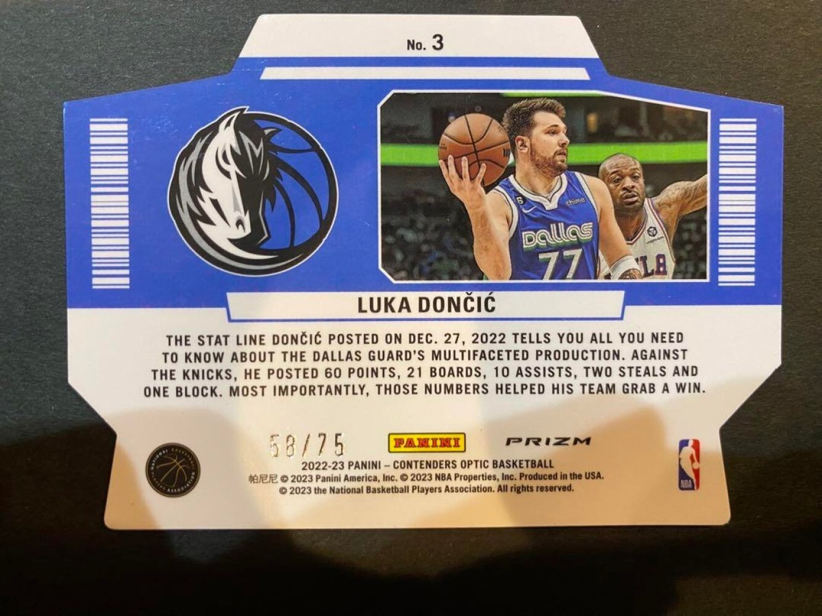 luka doncic Panini Contenders 75シリ 2023 Panini Contenders Optic Luka doncic Dallas Mavericks