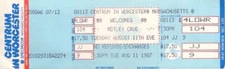 THE MOTLEY CRUE 1987 TOUR / CENTRUM IN WORCESTER CONCERT TICKET No. 1 / NM 2 MNT