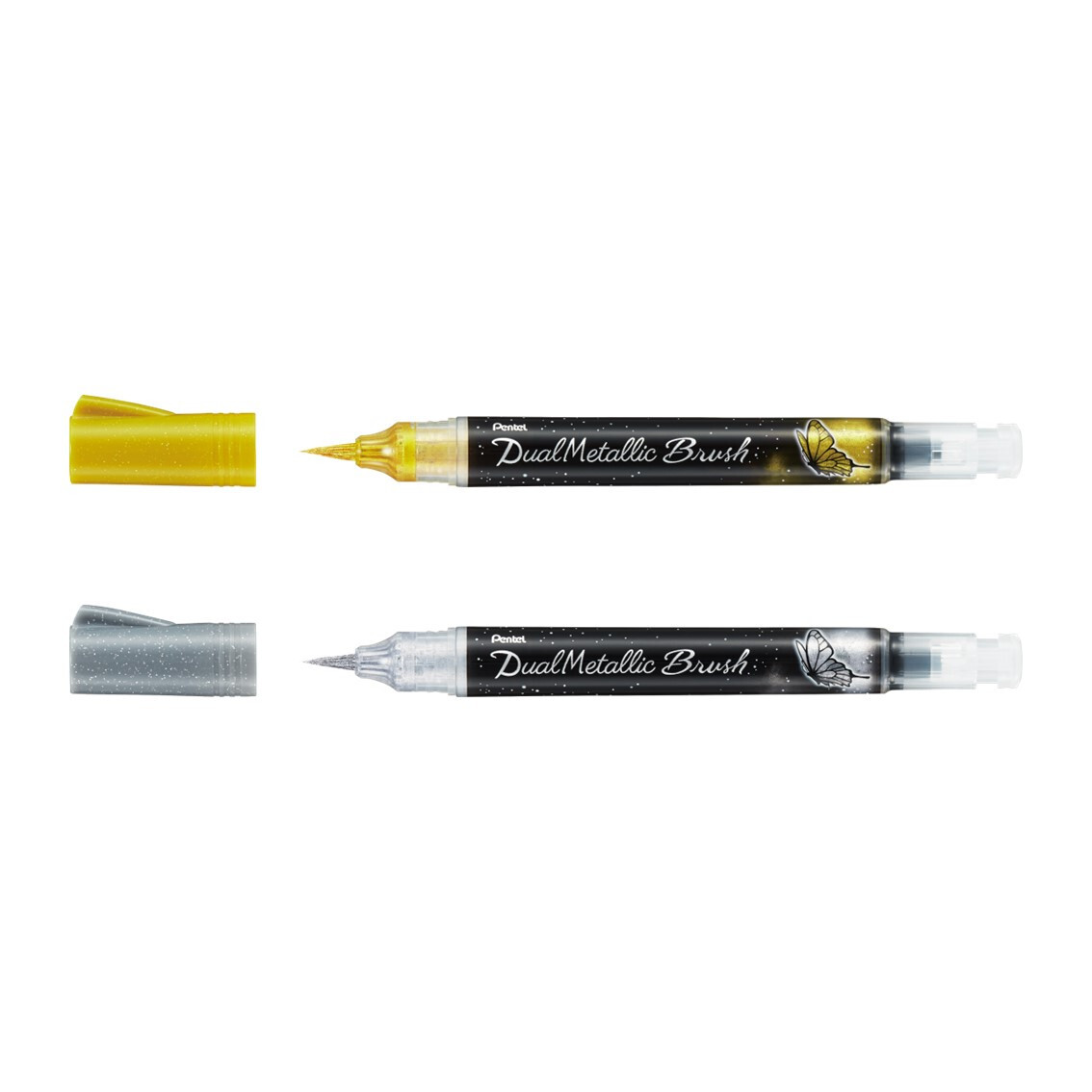 Pentel Arts DualMetallic Brush Pens in Gold & Silver XGFH (Set of 2 Brush Pens)