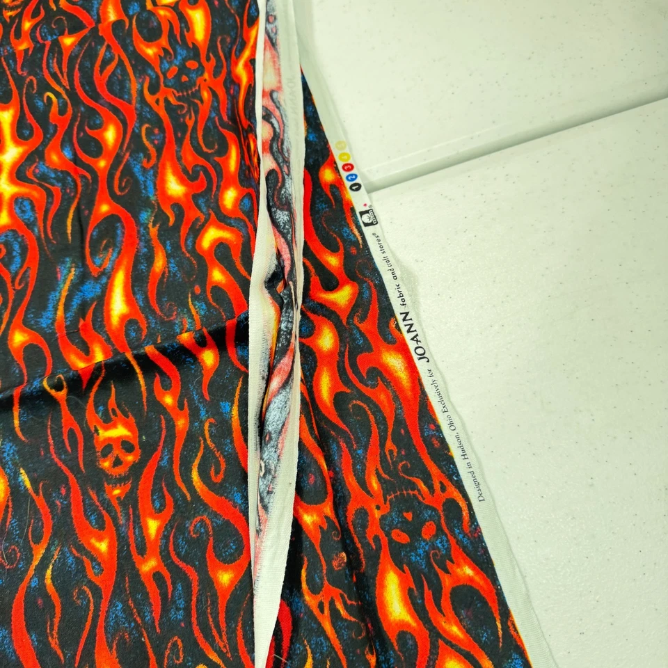 joann quilting cotton red fire flames skulls  42x87 2.4 yard - Image 3 of 4