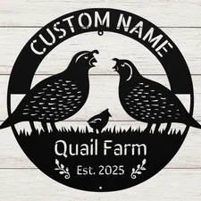 Personalized Quail Metal Sign Custom Hunting Wall Decor Gift for Outdoors Lovers