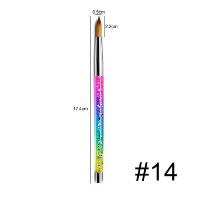 #6-#14 Kolinsky Acrylic Nail Brush Art Magic Rainbow Glitter Handle Liner Pen