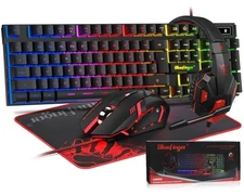 Gaming Keyboard Mouse Headset Combo RGB Backlit USB Wired Set for PC Laptop