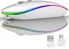 LED Wireless Silent Mouse, G12 Slim Rechargeable, 2.4G Portable USB