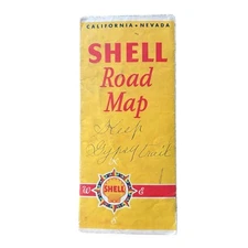 1932 Shell Gasoline Road Map Of California & Nevada - Separated Into 2 Parts