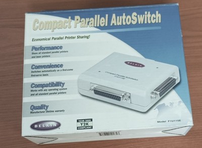 Neu Vintage Belkin Parallel Auto Switch - Ermöglicht 2 Computern die gemeinsame Nutzung eines Druckers
