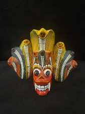 Sri Lankan Handmade Wooden Wall Hanging Traditional Mask Snakes 4