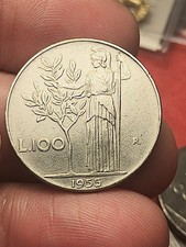 Interessanti 1955 100 LIRE MINERVA  REPUBBLICA ITALIANA Buona Conservazione 