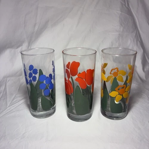 Vintage Anchor Hocking Nina Greenhouse Collection Tumbler Glasses Set of 3