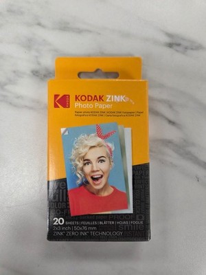 Kodak ZINK Photo Paper 20 Sheets 2x3 inch Zero Ink Sticky-Backed 50x76mm Pack