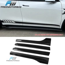 Fits 20-24 Tesla Model Y V3 Style Gloss Black Side Skirt Mud Guard Splitters ABS