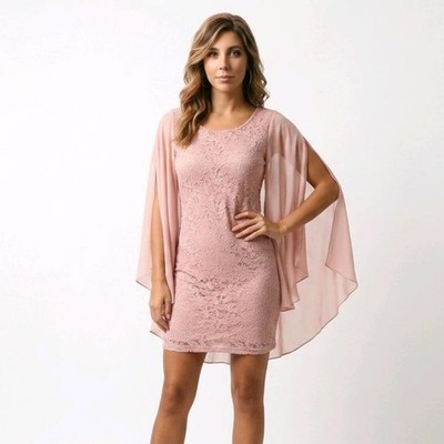 Damen Kleid Minikleid Voileärmel Spitze Stretch Zeremonie5599 Neu 