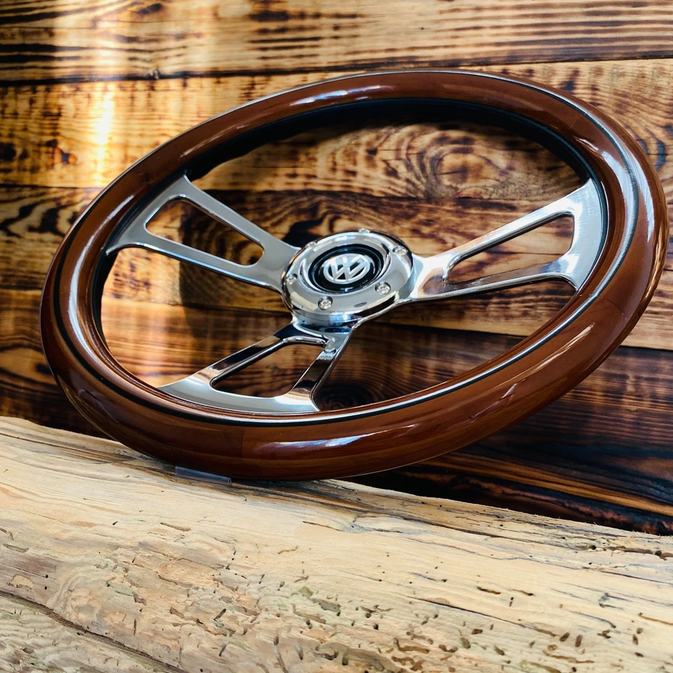 14" Real Wood Steering Wheel For Volkswagen VW Beetle Vanagon Bus Jetta Golf 412 - Изображение 4 из 4