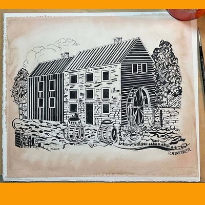 Orig Art Washington Mills /Dills Snuff Mill Old Bridge E. Brunswick NJ Historic
