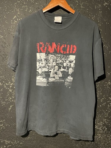 VTG RANCID Band Tee Y2K Machete T-Shirt Black Punk Rock Music Faded Thrashed XL