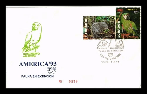 Dr Jim Stamps Ecuador America '93 Endangered Fauna 2v Set First Day Cover