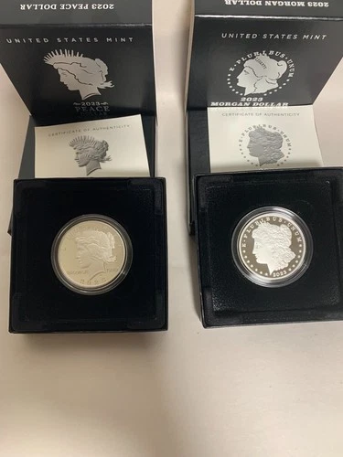 2023 S Morgan and Peace Silver Dollar Proof 2 Coin Set