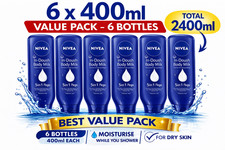 6x NIVEA In Shower Body Milk 400ml Moisturiser Dry Skin Lotion Value Pack 2400ml