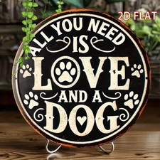 "All You Need Is Love And A Dog" Tin Metal Signs Home D cor 8x8 "Paw Print" Retr