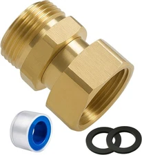 Garden Hose Swivel Connector - Brass 3/4 GHT 360 Degree Connector With No-Lea...