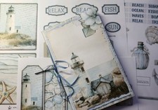 Junk Journal Booklet "BEACH HOUSE" HANDMADE Beach Ocean FULL SIZE 8.5"x5.5" 40pg