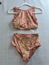 Roxy Pro Bikini Womens Small Quartz Rose Las Palmas Pop Up Crop Top Up Surge