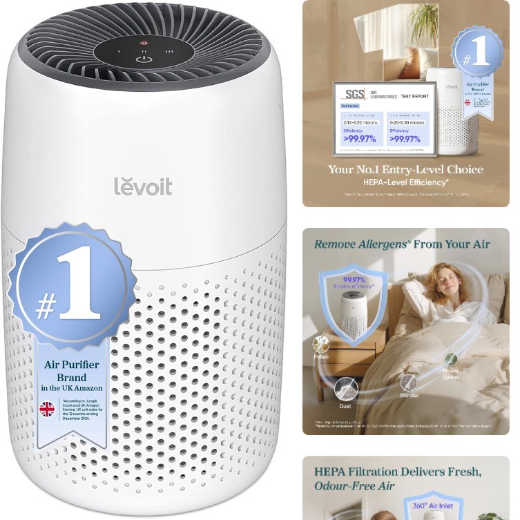 Levoit Air Purifier Bedroom Quiet Hepa Filter Cleaner Fragrance 16.5x16x26.4cm - Image 9