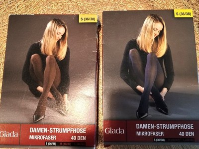 Damen Strumpfhose 2 Paar 40 Den Marine  und Dunkelbraun S 36/38 Mikrofaser Neu