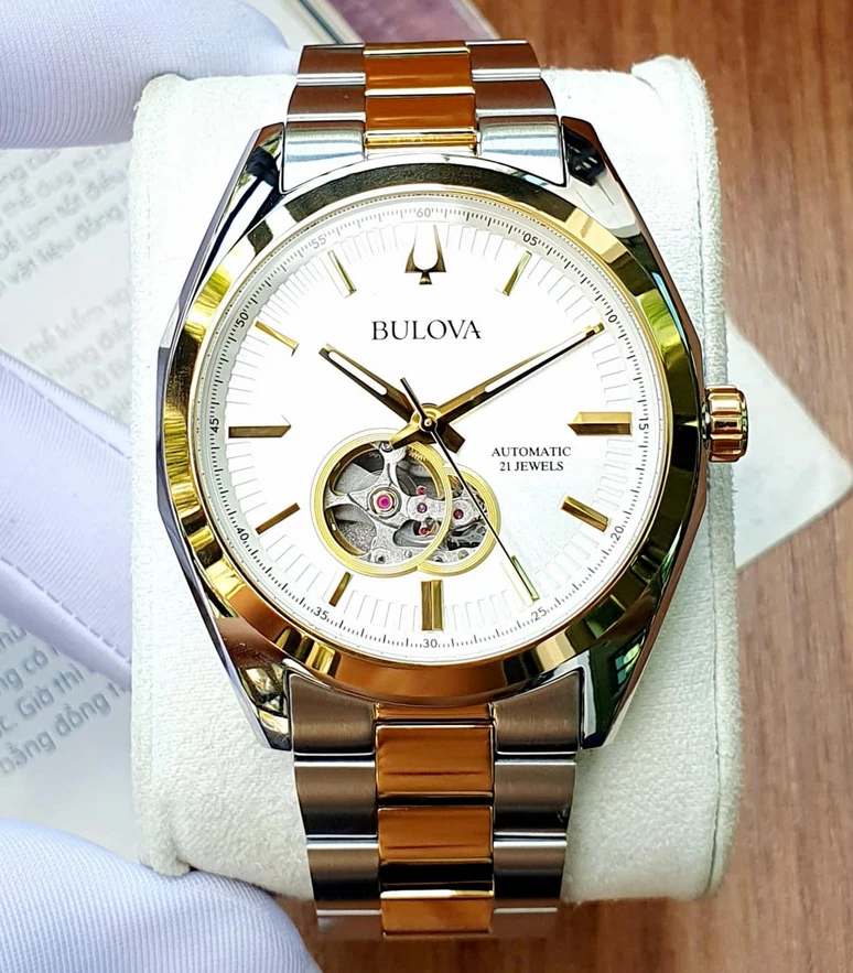 Bulova Classic Automatic Stainless Steel eBay 98A284 Tone Watch Surveyor Men\'s Dual 