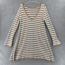 FREE PEOPLE Counting Stripe Swing Tunic Women’s M Sweater Dress Mint Camel Boho