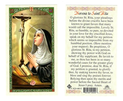 Novena to St Rita - Patron Saint of the Impossible - Paperstock Holy Card 480ENL
