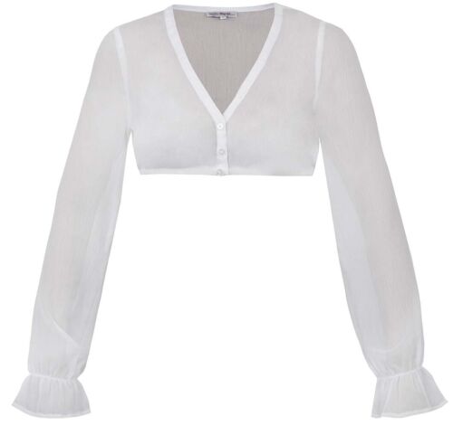 Dirndlbluse Arnstein Langarm weiß Chiffon Bluse für Damen MarJo - Bild 4 von 39