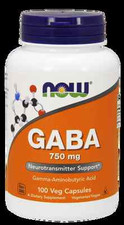 Now Foods GABA Gamma-Aminobutyric Acid 750mg 100 VCaps 10/26EXP