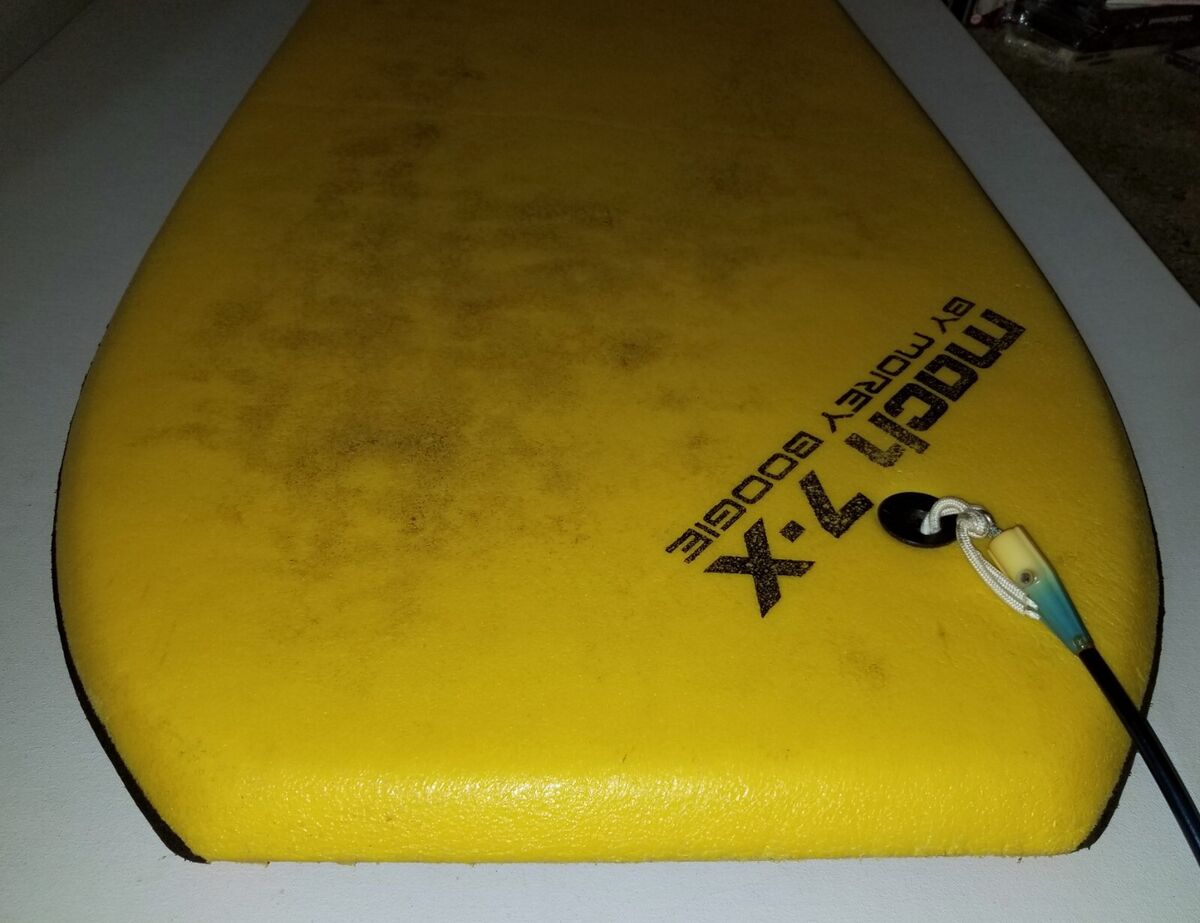 MOREY BODYBOARD MACH 7-X BOOGIEBOARD VINTAGE YELLOW SURF MOREY BODYBOARD MACH 7-X BOOGIEBOARD VINTAGE YELLOW SURF