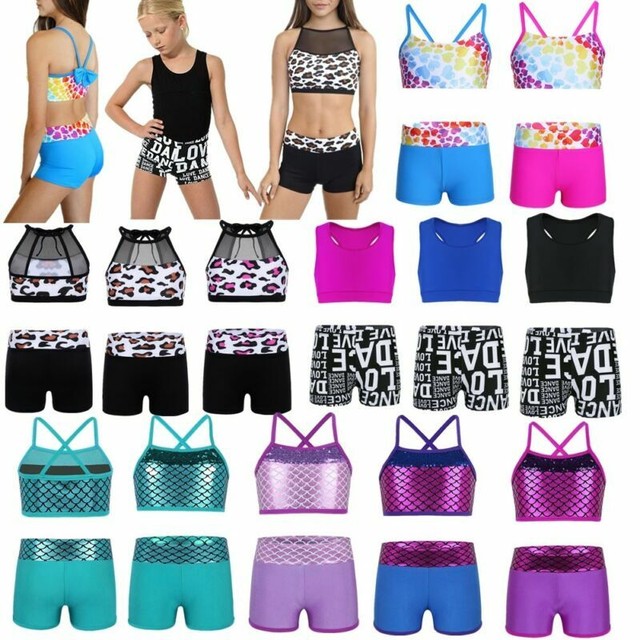 Girls Sports Ballet Dance Top+Bottoms Gymnastics Leotard Dancewear Swim