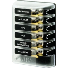 Blue Sea 5018 ST Glass Fuse Block w/out Negative Bus