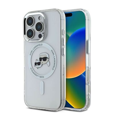 Karl Lagerfeld IML Karl & Choupette Head Metal Frame Case iPhone 16 Pro Clear