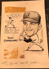 Tony Conigliaro Origional Cartoon 1967 Boston Red Sox  Art Work Boston Globe⚾️