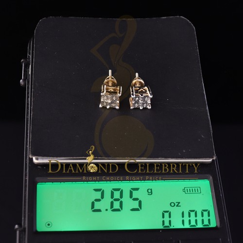 0.05ct Diamond Stud Earrings For Women Yellow 925 Silver Stud For Men - Picture 12 of 12