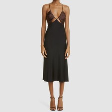 $1395 Et Ochs Women's Black Ruched Colorblock Midi Dress Size 0