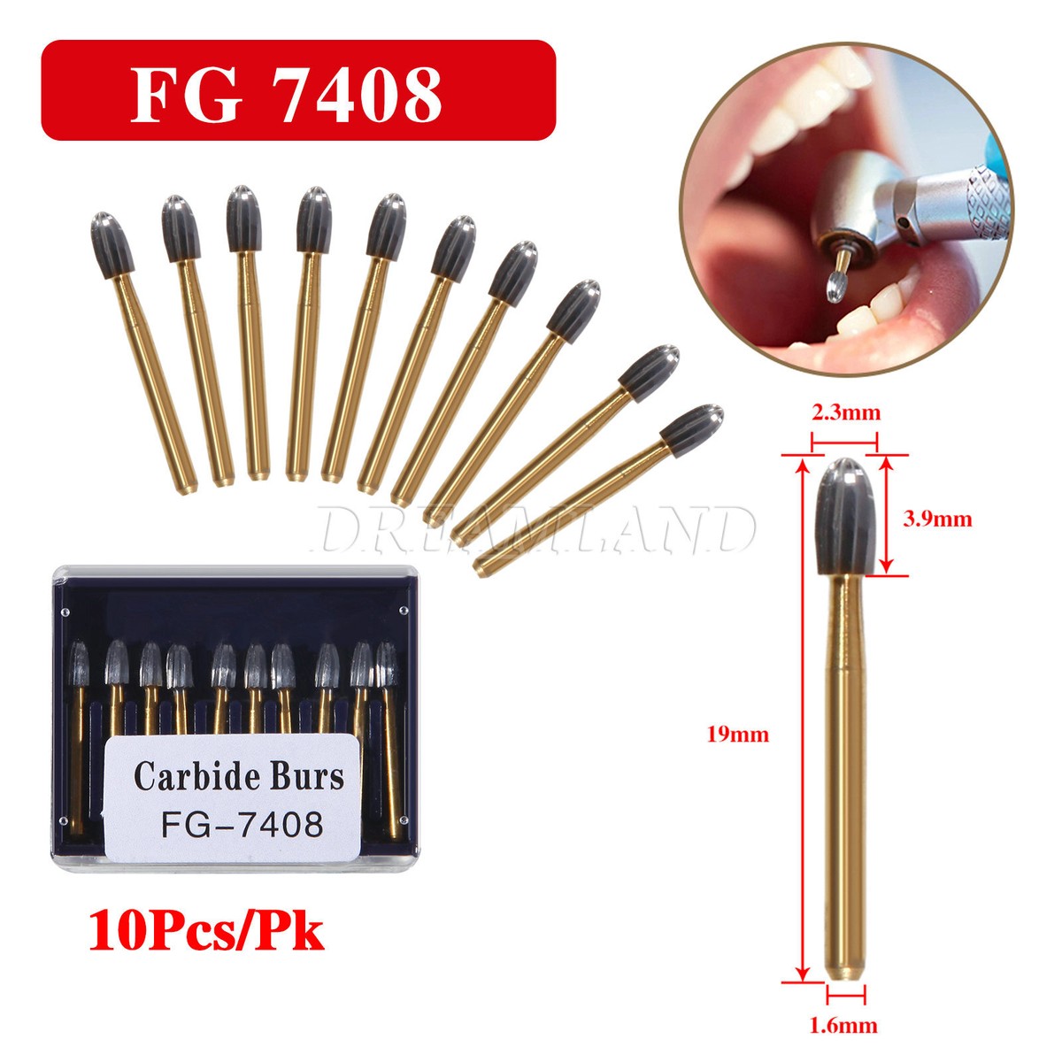 Fraises Dentaires Carbure De Tungstène Gold Burs FG7901 - Pour Finition Et Polissage, Neuf