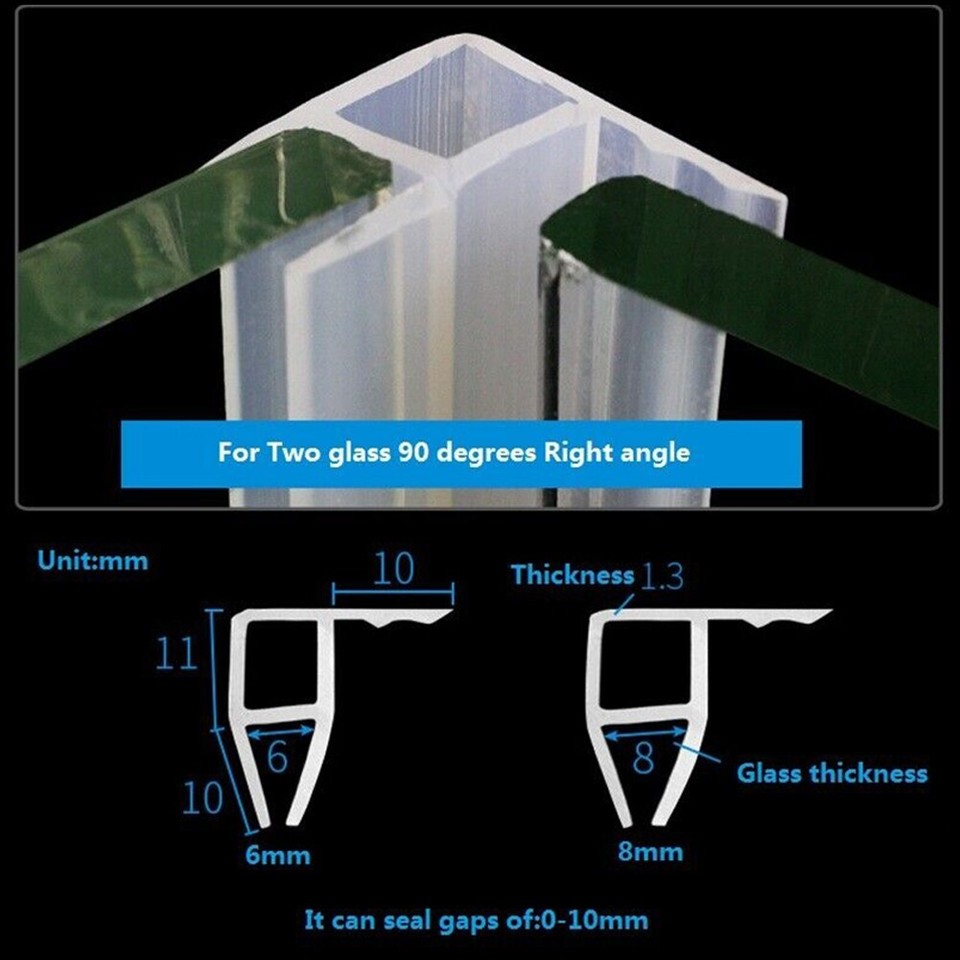 Water Retaining Seal Strip for Shower Room 2M Rubber Replacement
