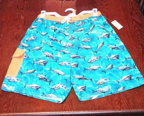 Boys swim shorts size XL 16/18 Blue And Orange shark swim trunks - Picture 10 of 10