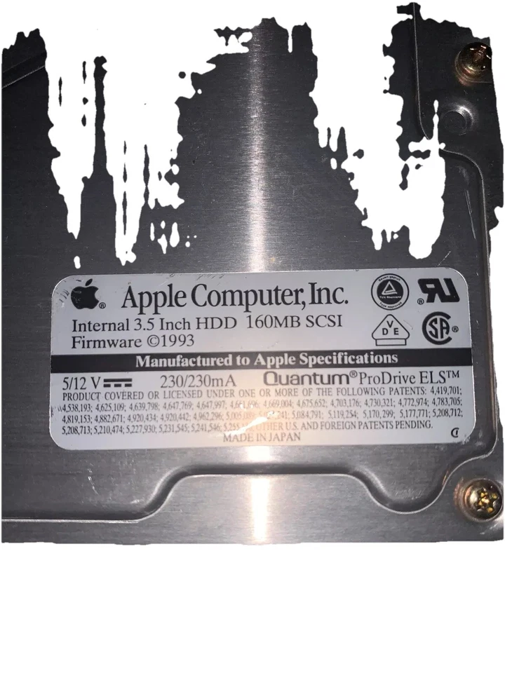 Apple | Vintage 160MB 3.5-inch Internal Hard Drive | P/N: 655-0037 | Untested - Image 2 of 3