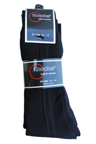 6, 12 Pairs Knocker Superior Quality Men's Solid black Dress Socks Sz. 10-13 - Picture 2 of 14