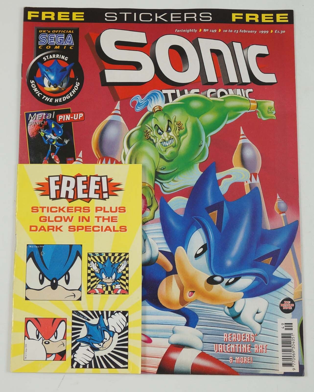 Sonic the Comic #149A FN; Fleetway Quality | Hedgehog with stickers bonus - we c