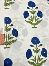5 Yard Hand Block Print Handmade Cotton Indian Natural Sanganeri Print Fabric.