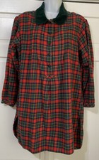 VICTORIA'S SECRET Country Night Shirt Gown Red  Green PLAID FLANNEL  VELVET SM
