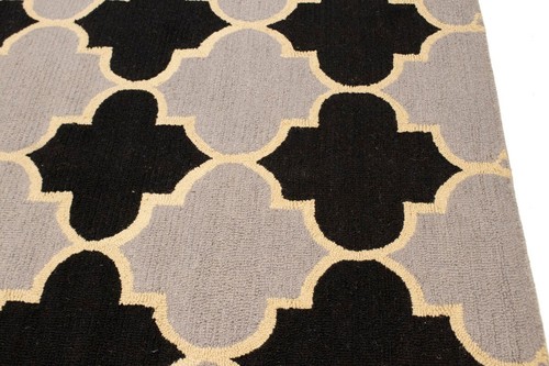 Modern 5x8 Trellis Multicolored Hand-Tufted Black Area Rug Home Decor Carpe - Picture 10 of 15